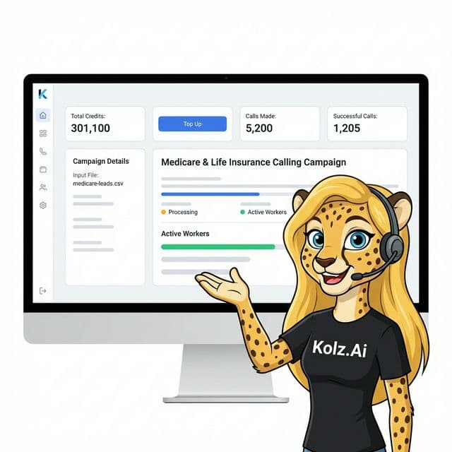 Kolz AI Insurance Dashboard UI showing hot leads and medicare prospects